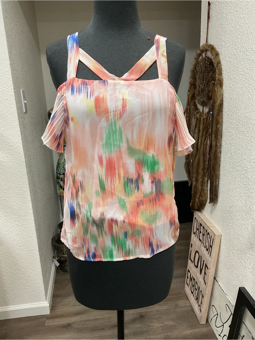Lightweight Multi-Color Cold-Shoulder Camisole with Cross-Strap Detail